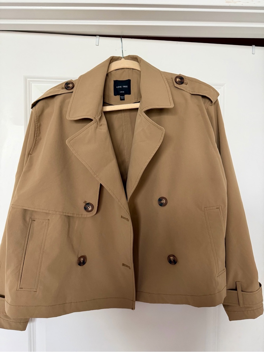 Love Tree Tan Short Trench Coat